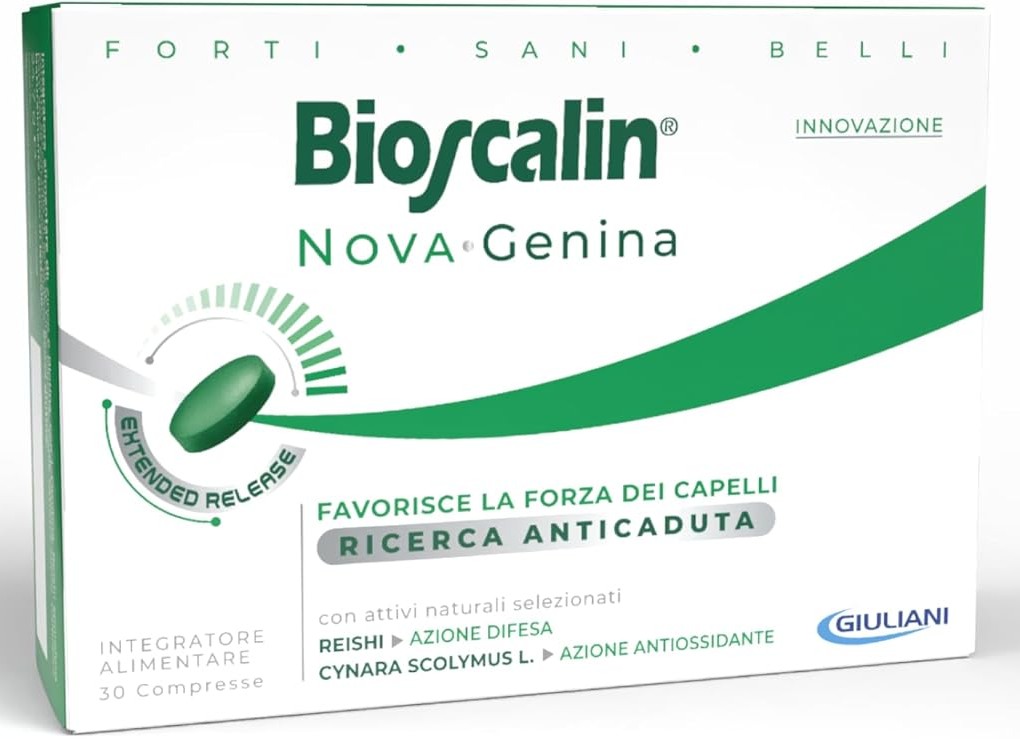 Astuccio di cartone dell'integratore Bioscalin Nova Genina