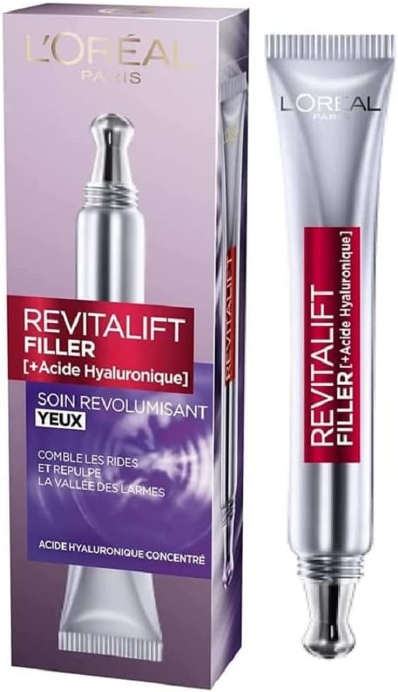 L'Oréal Paris Contorno Occhi Revitalift Filler, Azione Antirughe Rivolumizzante con Acido Ialuronico Concentrato